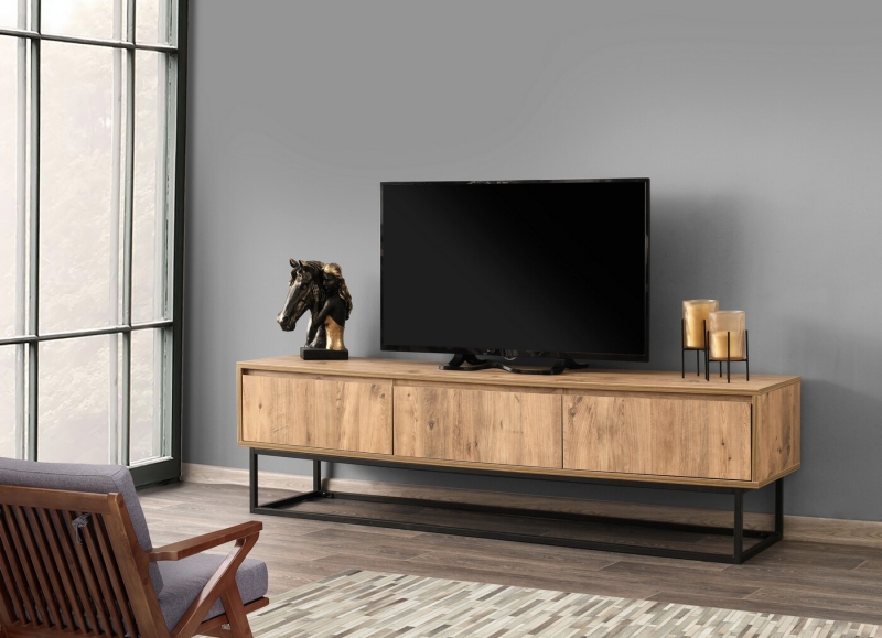 Tv-Meubel Tilsim Melamine Zwart Pine 180cm