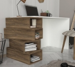 Bureau Jenga Melamine Wit Walnoot