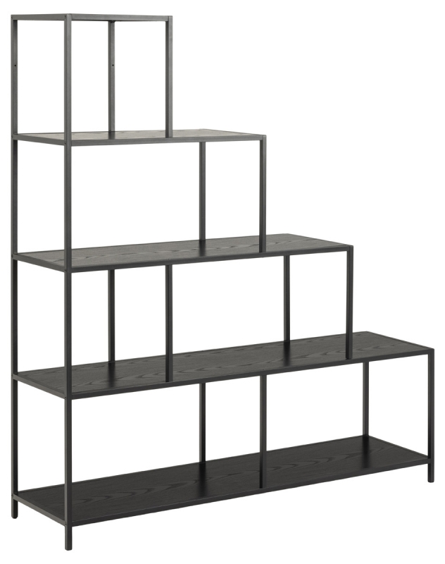 Boekenkast Bronx MDF Zwart 135x150cm - Giga Living