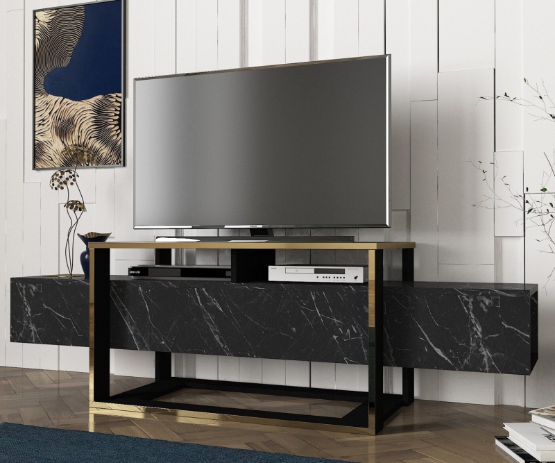 Tv-Meubel Bianco Melamine Zwart Goud