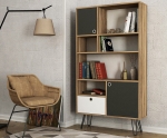 Boekenkast Karamel Melamine Walnoot Antraciet Wit