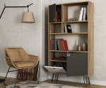 Boekenkast Karamel Melamine Walnoot Antraciet Wit