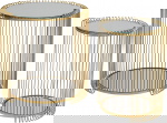 Kare Design Bijzettafel Wire Double Goud Set van 2