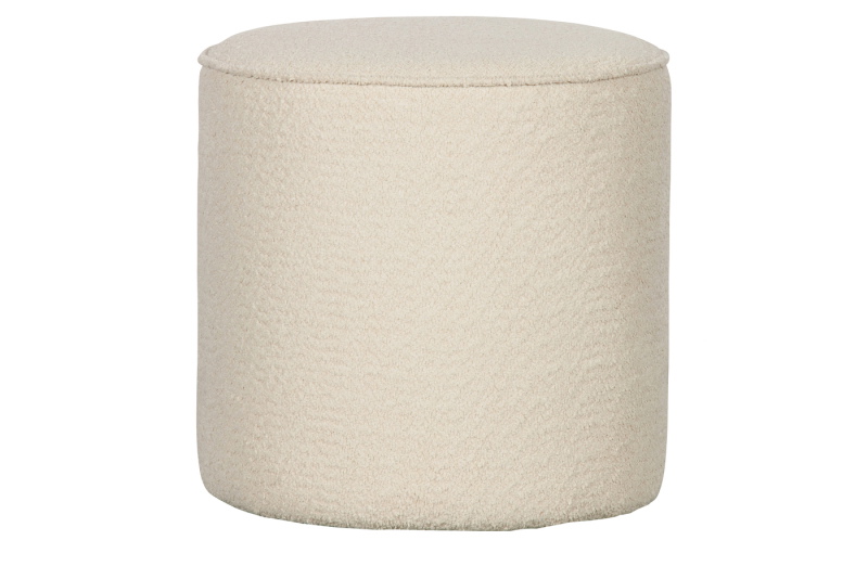 Woood Poef Sara Hoog Bouclé Creme Ø46cm