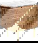 Kare Design Nachtkastje Grace Wit Marmer/Bruin