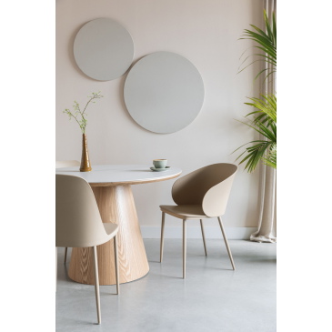 Eettafel Almira Rond Wit/Eiken Ø115cm - Giga Meubel