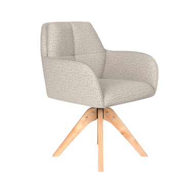 Eetkamerstoel Pete Off-White Houten Swivel - Giga Meubel
