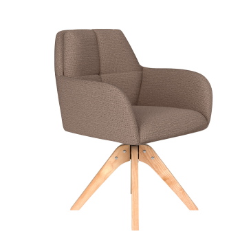 Eetkamerstoel Pete Taupe Houten Swivel - Giga Meubel