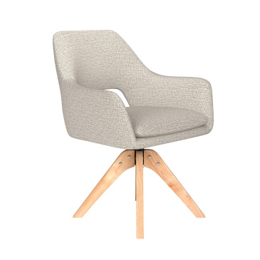 Eetkamerstoel Mos Off-White Houten Swivel - Giga Meubel