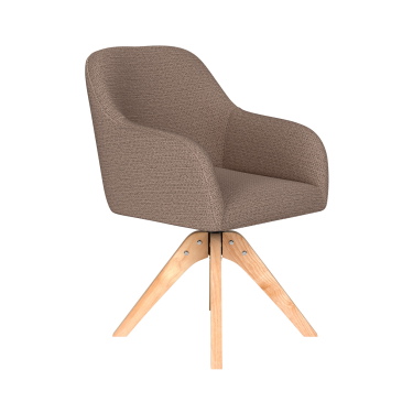 Eetkamerstoel Otis Taupe Houten Swivel - Giga Meubel