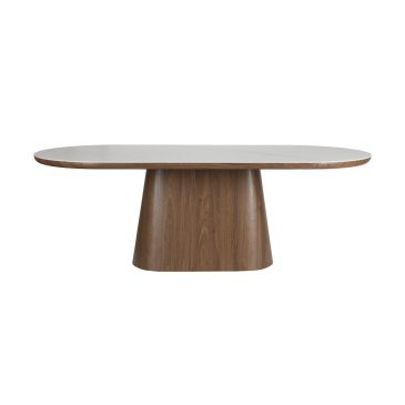 Eettafel Almira Ovaal Wit/Walnoot 180cm - Giga Meubel