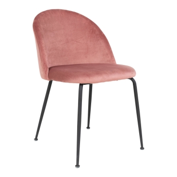 House Nordic Eetkamerstoel Geneve Velvet Roze/Zwart