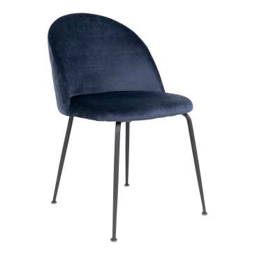 House Nordic Eetkamerstoel Geneve Velvet Blauw/Zwart