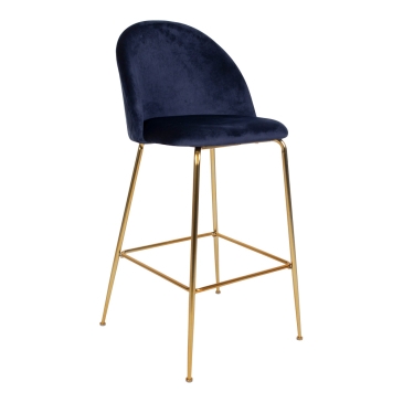 House Nordic Barstoel Lausanne Velvet Blauw Brass