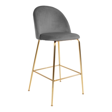 House Nordic Barstoel Lausanne Velvet Grijs Brass