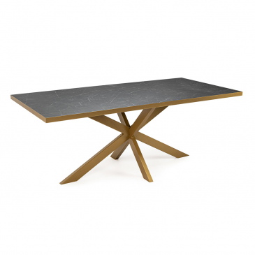 Stalux Eettafel Gijs Marmerlook Zwart/Goud 200cm