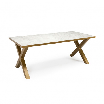 Stalux Eettafel Roos Marmerlook Wit/Goud 240cm