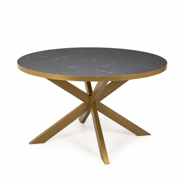 Stalux Eettafel Daan Marmerlook Zwart/Goud Ø120cm