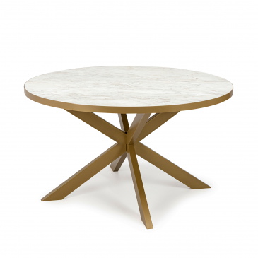 Stalux Eettafel Daan Marmerlook Wit/Goud Ø135cm