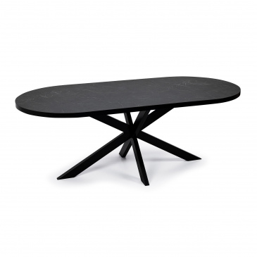 Stalux Eettafel Noud Ovaal Marmerlook Zwart 210cm