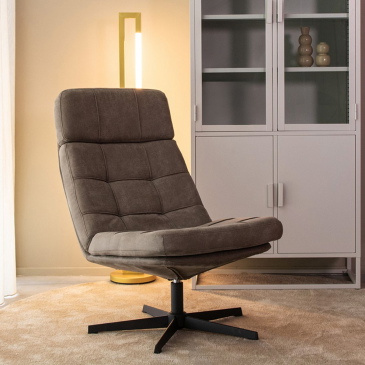 LABEL51 Draaifauteuil Alvar Taupe Micro Suede