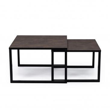 Stalux Salontafel Lisa Lederlook Bruin/Zwart Set van 2