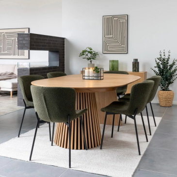House Nordic Eettafel Osaka Eiken Fineer Naturel Uitschuifbaar