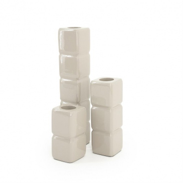 By-Boo Kandelaar Cube Taupe Set van 3