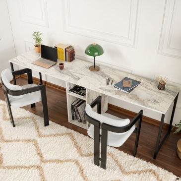 Bureau Twin Wit Marmerlook 240cm
