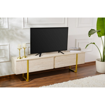 Tv-meubel Serenity Travertinlook/Goud 180cm