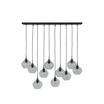 Light & Living Hanglamp 10-Lichts Rakel Zwart/Glas 124cm