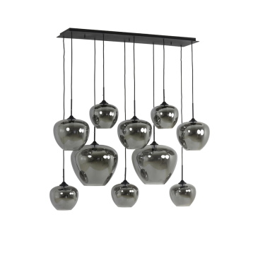 Light & Living Hanglamp 10-Lichts Mayson Glas Smoke 120cm