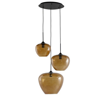 Light & Living Hanglamp 3-Lichts Mayson Glas Bruin Ø40x160cm