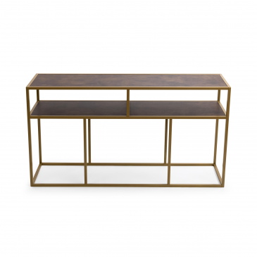 Stalux Sidetable Teun Lederlook Bruin/Goud 150cm