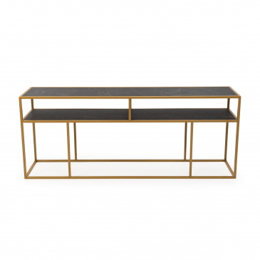 Stalux Sidetable Teun Marmerlook Zwart/Goud 200cm