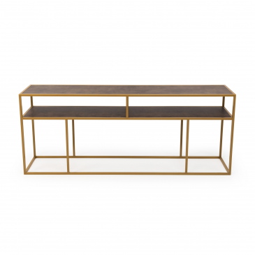 Stalux Sidetable Teun Lederlook Bruin/Goud 200cm