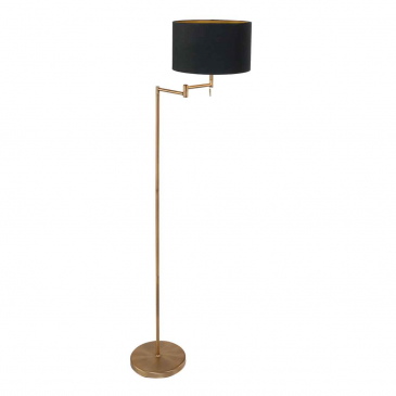 Mexlite Vloerlamp Bella Brons Linnen Zwart/Goud