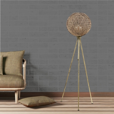 Vloerlamp Pied Jute Zwart Goud