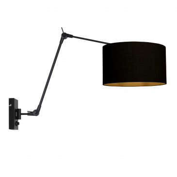 Steinhauer Wandlamp Prestige Chic Zwart Linnen Zwart/Goud