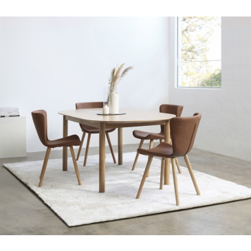 Eetkamerstoel Teslin PU-Leer Tan/Wit Pigment Eiken - Giga Living