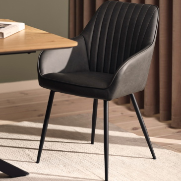 Eetkamerstoel Nolan Stripe PU-Leer Donkergrijs - Giga Living