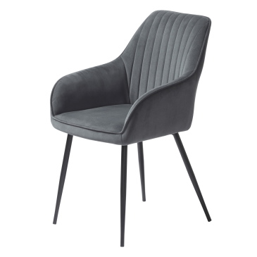 Eetkamerstoel Nolan Stripe Velvet Donkergrijs - Giga Living