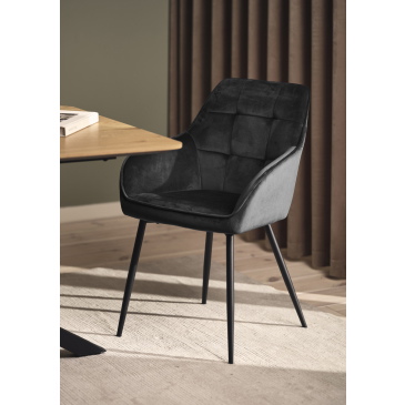 Eetkamerstoel Nolan Square Velvet Donkergrijs - Giga Living