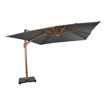 Lesli Living Zweefparasol Virgoflex Houtlook Grijs  3x3Mtr
