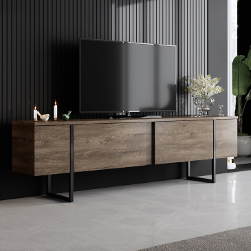 Tv-meubel Luxe Walnoot/Zwart 180cm