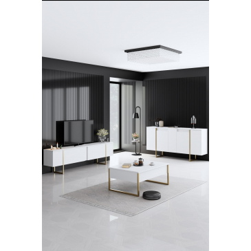 Woonkamermeubelset Luxe Wit/Goud Set van 3