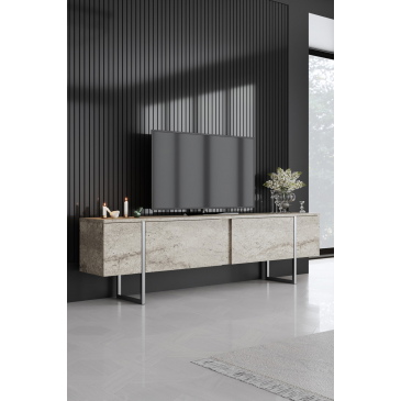 Tv-meubel Luxe Travertinlook/Zilver 180cm