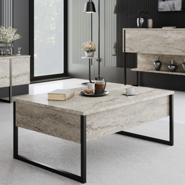 Salontafel Luxe Travertinlook/Zwart