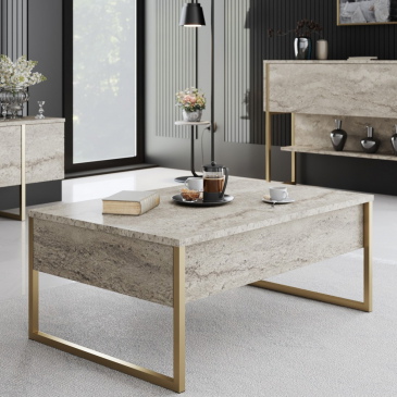 Salontafel Luxe Travertinlook/Goud
