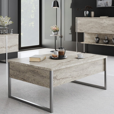 Salontafel Luxe Travertin/Zilver
